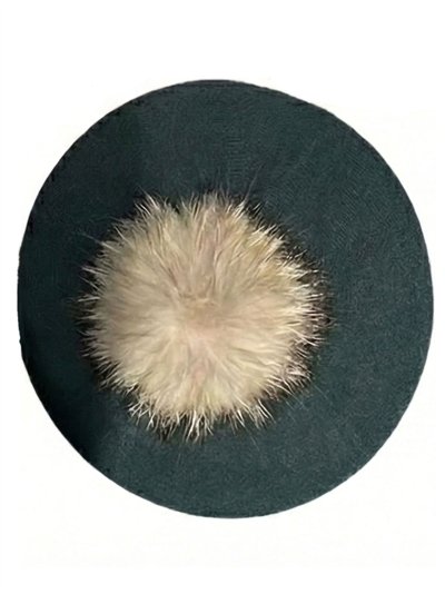 Boina punto pompón de pelo
