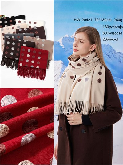 Bufanda bordada lunares flecos 2