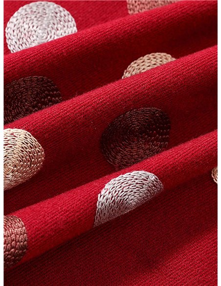 Bufanda bordada lunares flecos