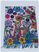 Bufanda reversible estampado gatos y flores