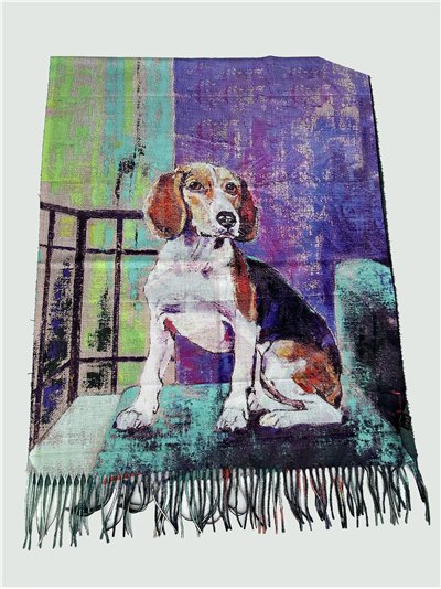 Bufanda reversible arte perro abstracto