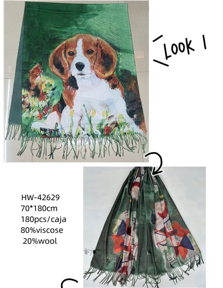 Bufanda reversible perro en jardín