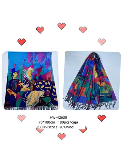 Bufanda reversible arte abstracto multicolor 2