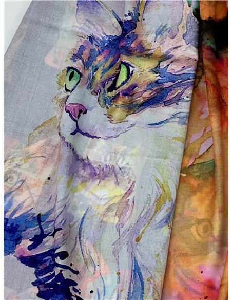 Bufanda reversible estampado gatos artísticos