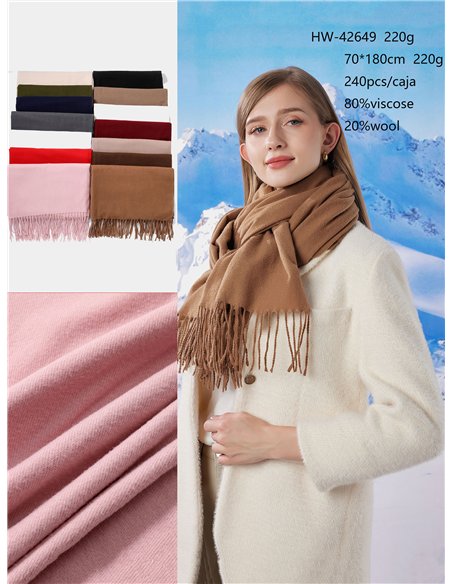 Bufanda lisa básica con flecos