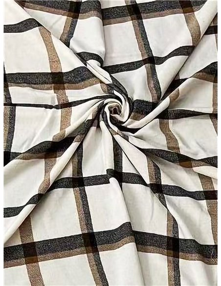 Pañuelo cuadrado de cuadros con flecos