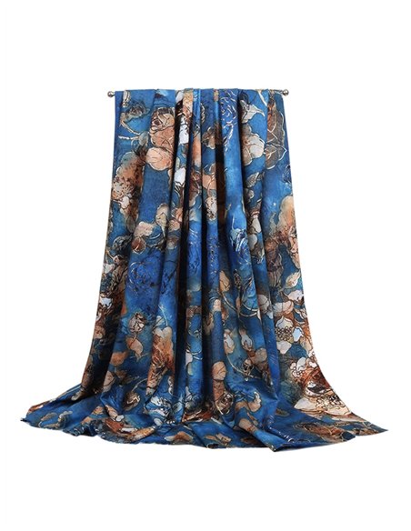 Bufanda hojas y flores con brillo dorado