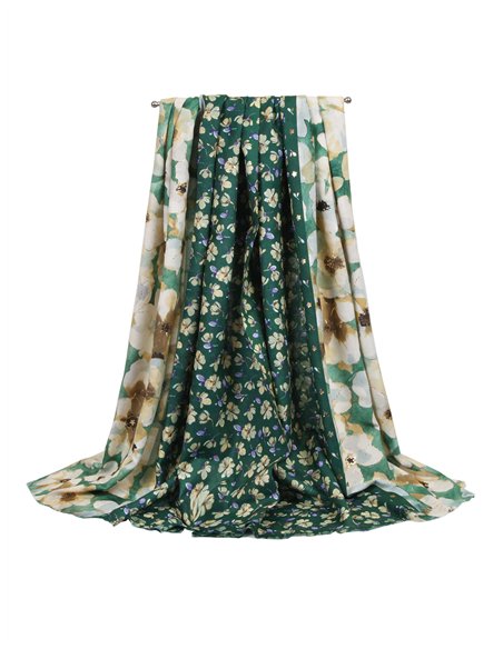 Bufanda flores pequeñas con brillo dorado