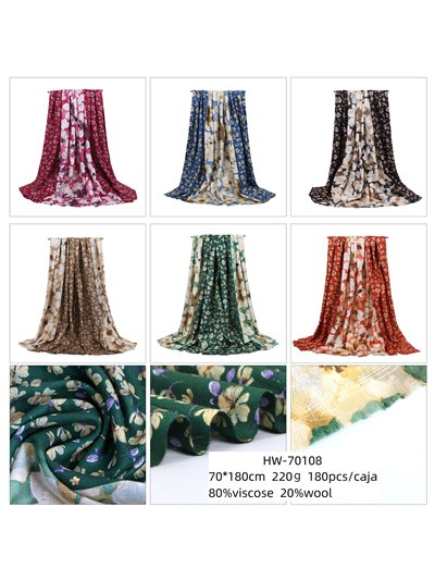 Bufanda flores pequeñas con brillo dorado 2