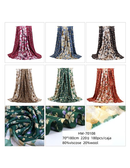 Bufanda flores pequeñas con brillo dorado