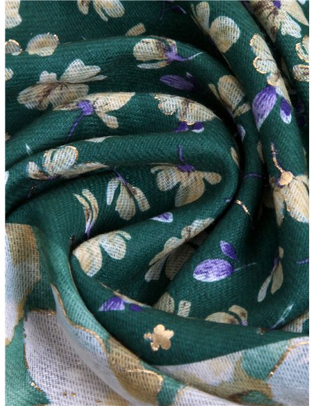 Bufanda flores pequeñas con brillo dorado