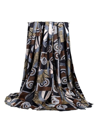 Bufanda estampado geométrico con brillo dorado