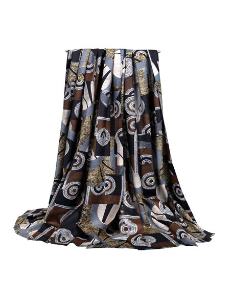 Bufanda estampado geométrico con brillo dorado