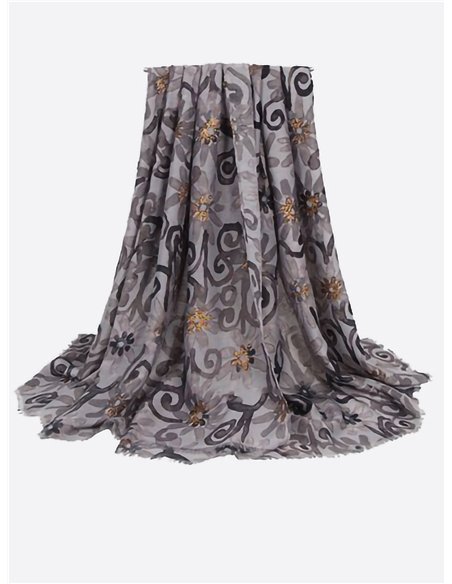 Pañuelo flores metalizadas desflecado