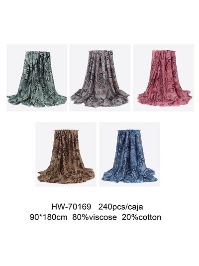 Pañuelo flores metalizadas desflecado 2