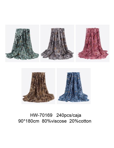 Pañuelo flores metalizadas desflecado