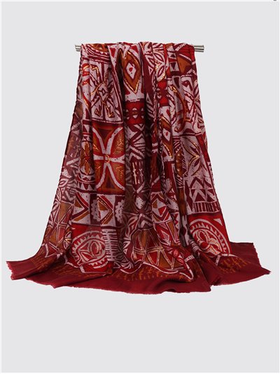 Pañuelo estampado metalizado desflecado