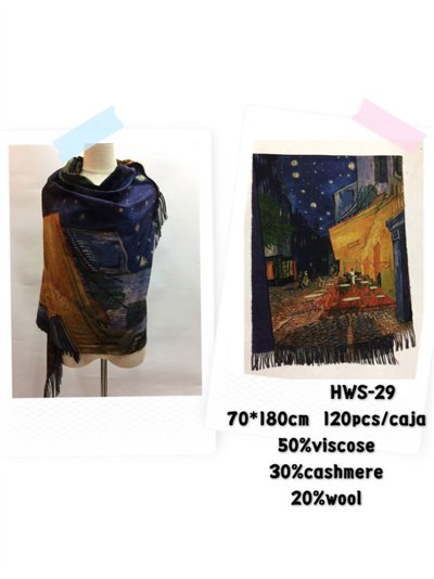 Bufanda cuadro terraza de café nocturna 2