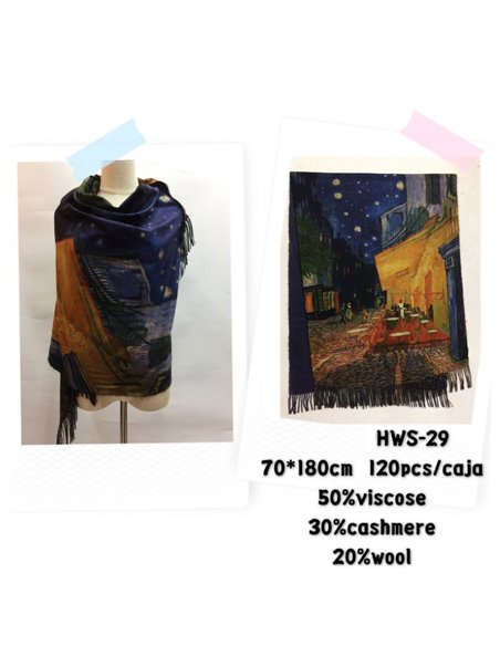 Bufanda cuadro terraza de café nocturna