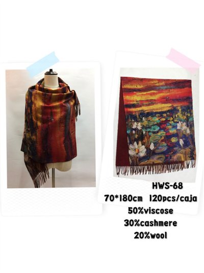 Bufanda cuadro lago de nenúfares al atardecer 2