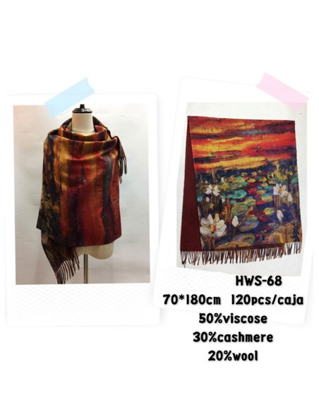 Bufanda cuadro lago de nenúfares al atardecer