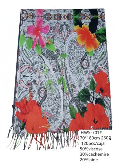 Bufanda flores hibisco y paisley 2