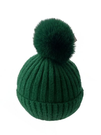 Gorro de punto canalé afelpado con pompón básico
