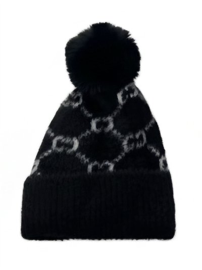 Gorro jacquard afelpado con pompón y dibujo geométrico