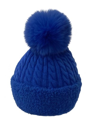 Gorro trenzado afelpado con vuelta borreguito y pompón