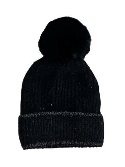 Gorro de punto afelpado con pompón y brillo