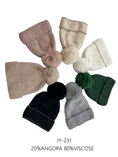 Gorro de punto afelpado con pompón y brillo 2