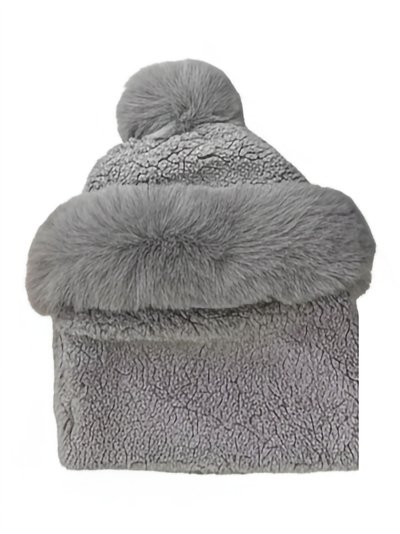 Conjunto de gorro y cuello borreguito con pompón