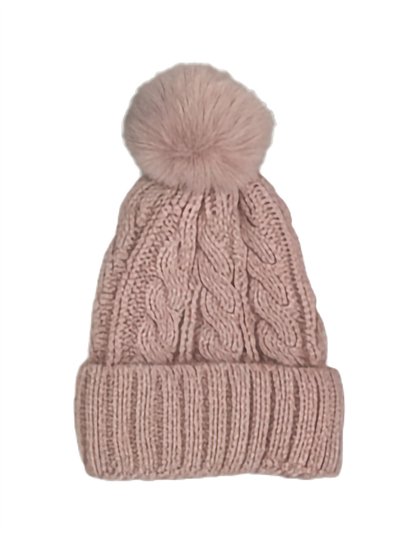 Gorro trenzado afelpado con pompón suave
