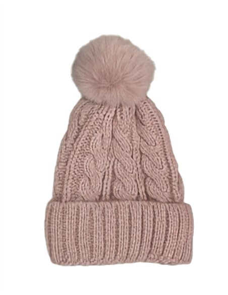 Gorro trenzado afelpado con pompón suave