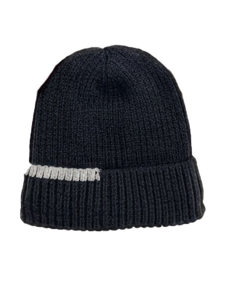 Gorro hombre punto canalé franja forro suave