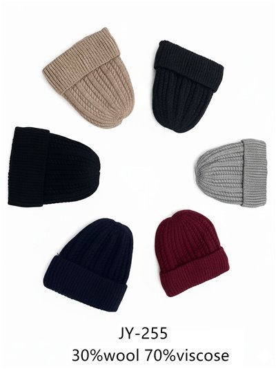Gorro hombre punto canalé básico forro suave 2