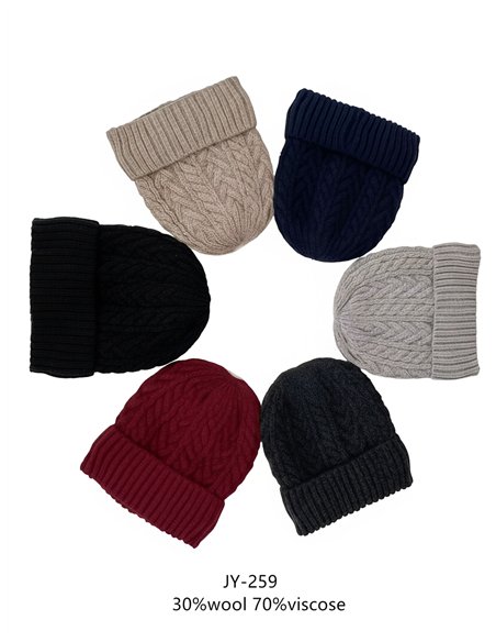 Gorro hombre punto trenzado vuelta forro suave