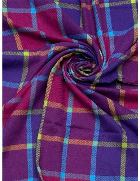 Bufanda cuadrada cuadros con flecos