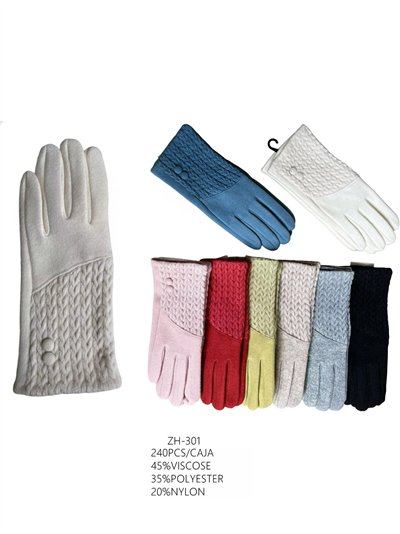 Guantes paño con puño trenzado y botones