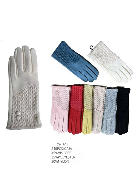 Guantes paño con puño trenzado y botones