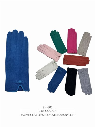 Guantes paño detalle lazo en la muñeca