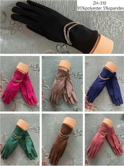 Guantes efecto ante con doble cadena