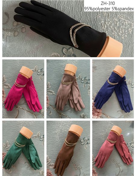 Guantes efecto ante con doble cadena