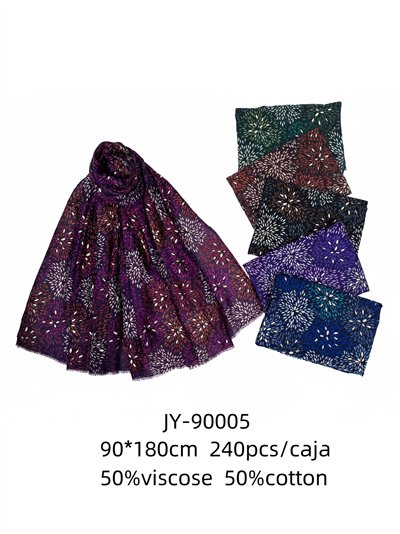 Pañuelo flores metalizadas 2