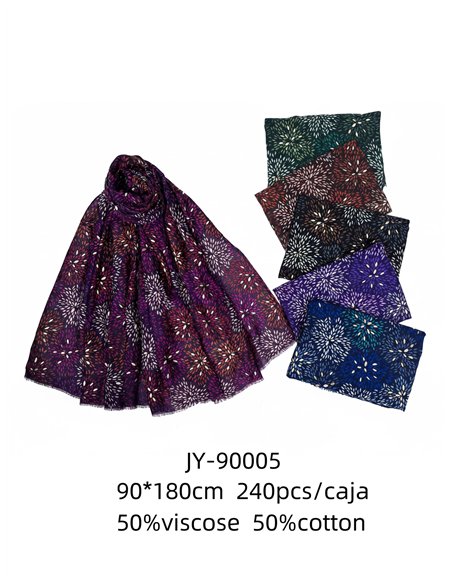 Pañuelo flores metalizadas