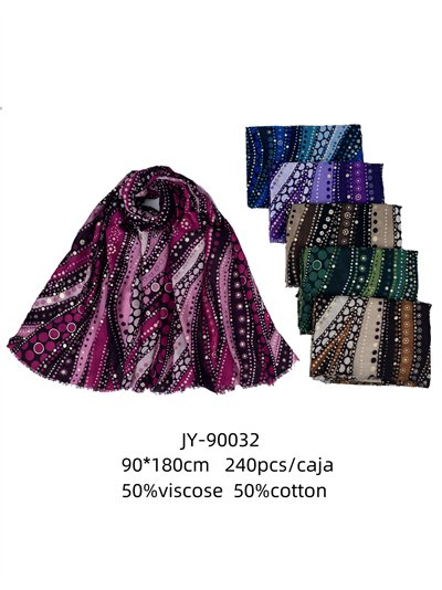 Pañuelo ondas degradadas con detalles dorados 2