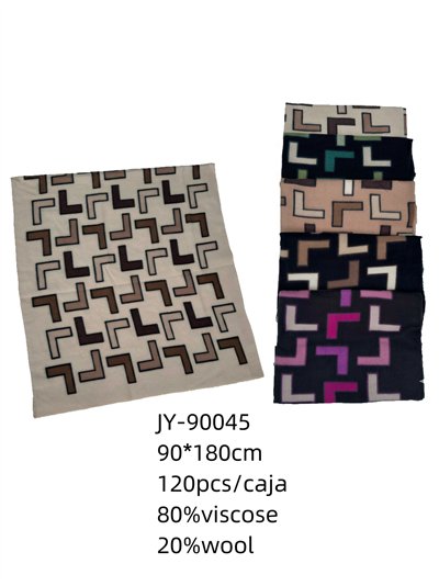 Bufanda jacquard geométrica mezcla de lana 2