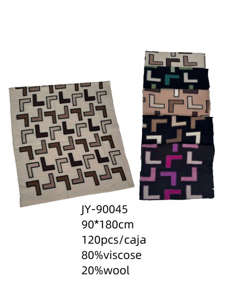 Bufanda jacquard geométrica mezcla de lana