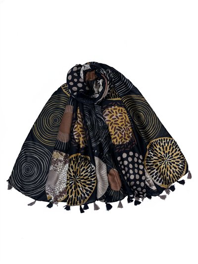 Pañuelo círculos con borlas
