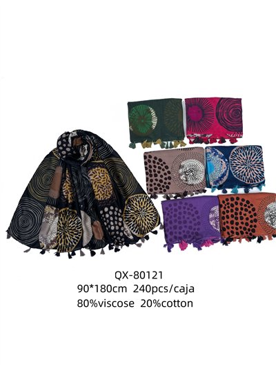 Pañuelo círculos con borlas 2